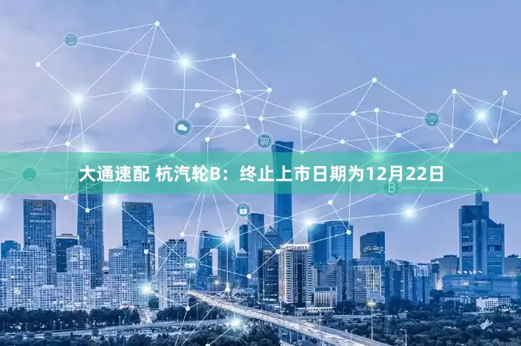大通速配 杭汽轮B：终止上市日期为12月22日